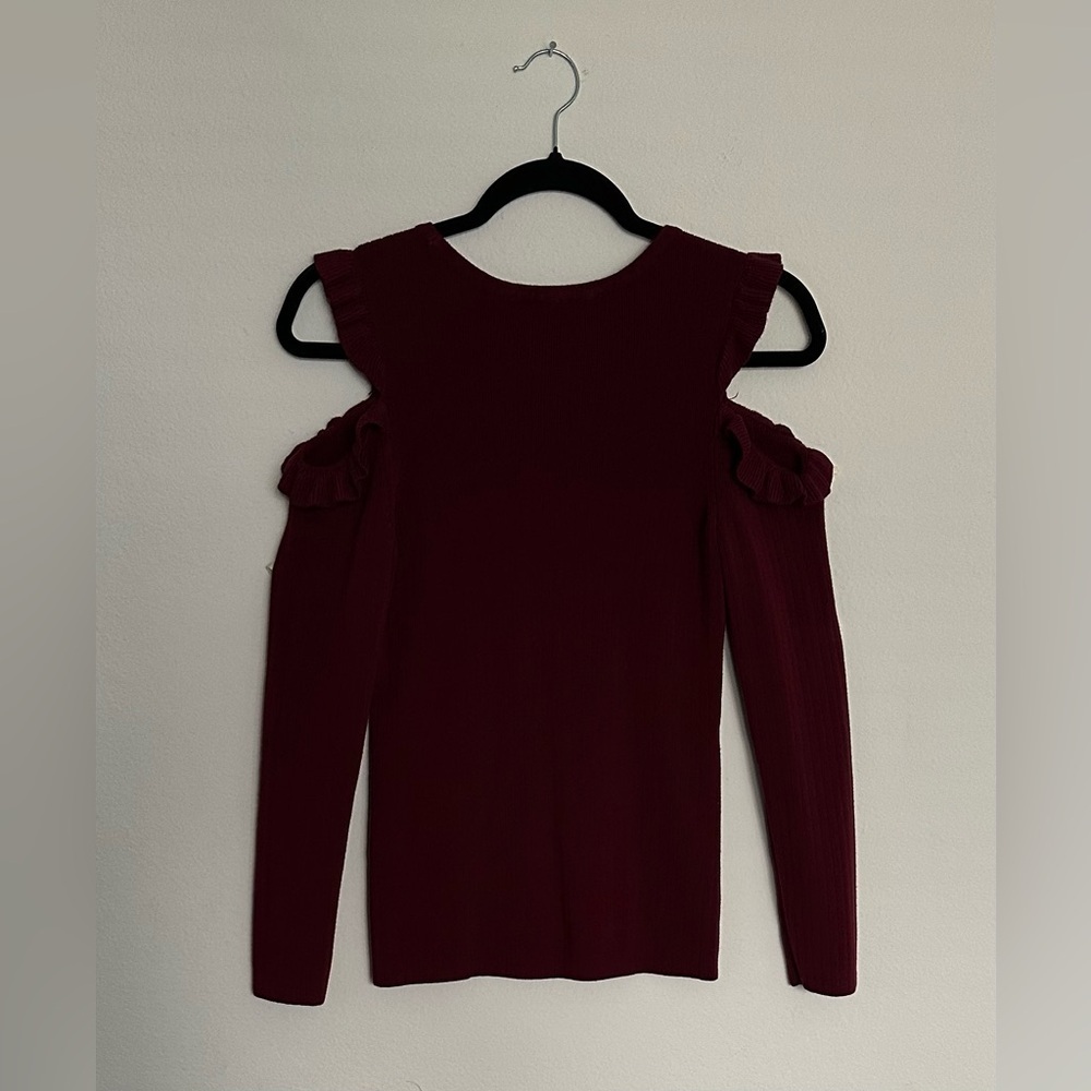 White House Black Market Off-Shoulder Burgundy Sweater - Picture 6 of 14